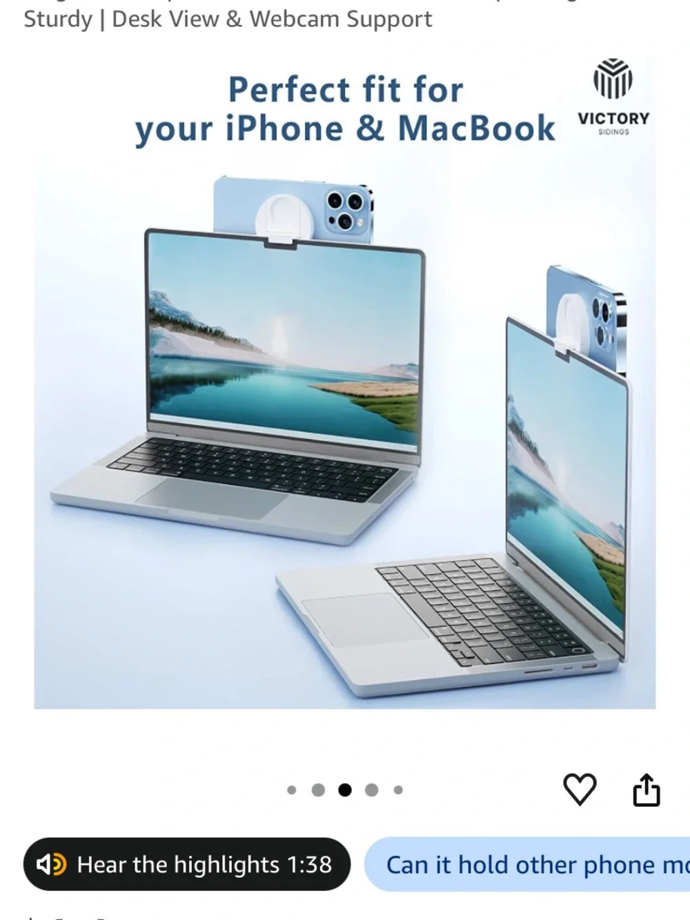 White Snap Phone Mount Clip for iPhone and MacBook